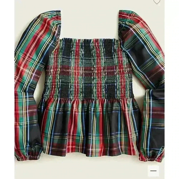 NWOT J Crew Puff-sleeve smocked top in Stewart tartan BE867 Size XS Holiday - Picture 9 of 9